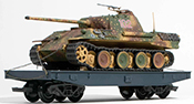 German WWII Panther Ambush Camo loaded on a 4 axle DRB flat car #225050